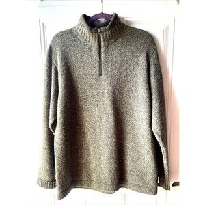 Woolrich Wool Sweater Mens Medium Long Sleeve 1/4 Zip Brown Outdoors GORP Hiking